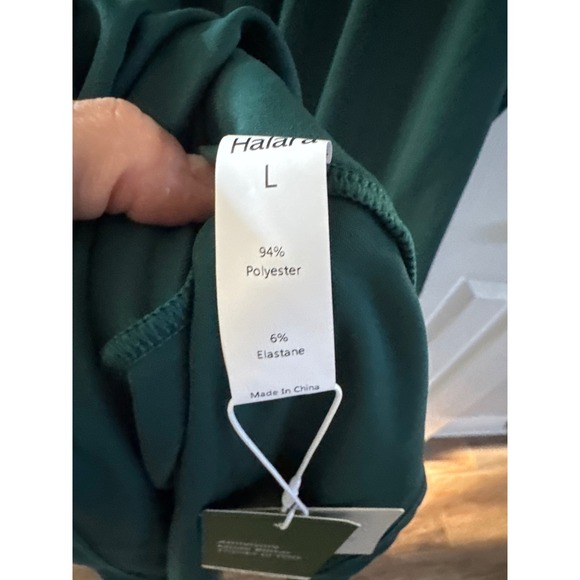 Halara long-sleeve, mock-neck, side-pocket, flare maxi casual dress green L NWT - Picture 11 of 12